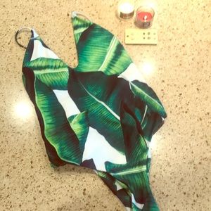 Palm Tree Print One Piece Swimsuit